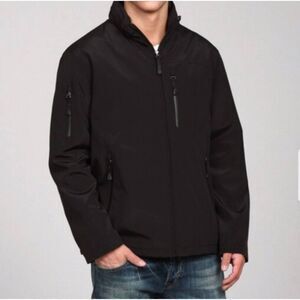 Tumi T Tech Black Micro Bonded Jacket Sz XXL Insulated Hidden Hood‎ Rain Coat